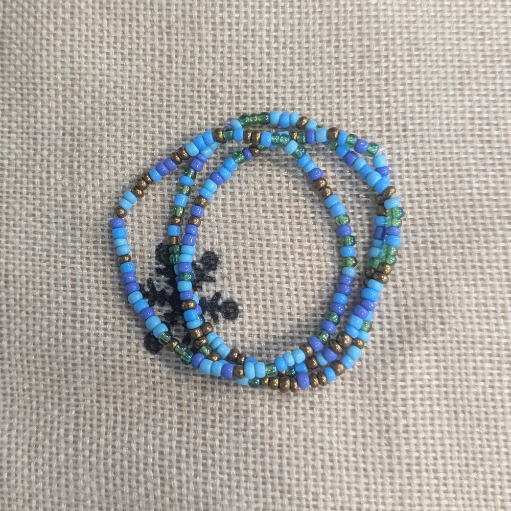 Three Handmade Seed Bead Bracelet Stack - Picture 4 of 4